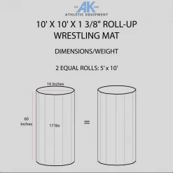 AK Athletic Equipment 10' X 10' X 1 3/8" Roll-Up Wrestling Mat Wrestling Mats 25 AK Athletic Equipment 10' X 10' X 1 3/8
