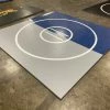 AK Athletic Equipment Clearance 10' X 10' X 1 3/8" Roll-Up Wrestling Mat Blue And Grey With White Circles Martial Arts