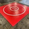 AK Athletic Equipment Martial Arts Clearance 10' X 10' X 1 3/8" Roll-Up Wrestling Mat Red With White