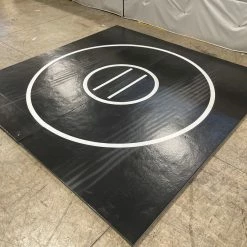 AK Athletic Equipment Clearance Wrestling Mat 10' X 10' Black With White Circles Martial Arts