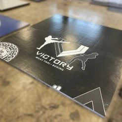 AK Athletic Equipment Clearance 115” X 10’ Black Mat With Logo Error Roll-Up Mat Print Flaw Martial Arts