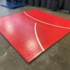 AK Athletic Equipment Clearance Wrestling Mat 12' X 12' X 1 3/8" Roll-Up Mat Red With White Martial Arts