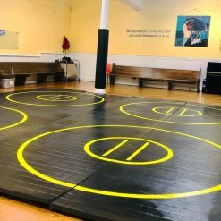 AK Athletic Equipment 20' X 20' X 1 3/8" Roll-Up Wrestling Mat With Four Practice Circles Wrestling Mats