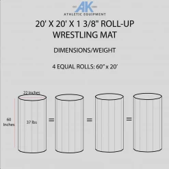 AK Athletic Equipment 20' X 20' X 1 3/8" Roll-Up Wrestling Mat Wrestling Mats 13 AK Athletic Equipment 20' X 20' X 1 3/8