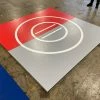 AK Athletic Equipment Martial Arts Clearance 8' X 8' X 1 3/8" Roll-Up Wrestling Mat Red And Gray With White Circles