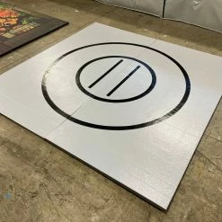 AK Athletic Equipment Clearance 8' X 8' X 1 3/8" Roll-Up Wrestling Mat Gray With Black Circles Martial Arts