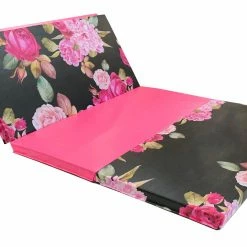AK Athletic Equipment Black And Pink Peony 4' X 8' Folding Gymnastics Mat Folding Mats
