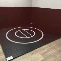 AK Athletic Equipment Instant Wrestling Room 8' X 8' Wrestling Mat And Removable Roll Up Wall Pads Package