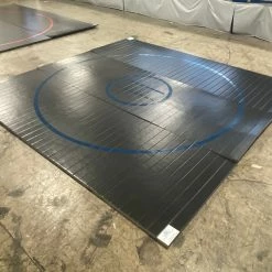 AK Athletic Equipment Clearance Wrestling Mat 12' X 12' X 1 3/8" Roll-Up Mat Black With Red