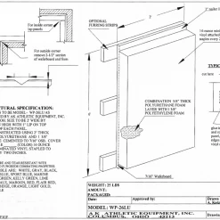 AK Athletic Equipment Custom Wood Backed Gym Wall Padding Panels 2' X 6'