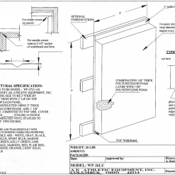 AK Athletic Equipment Custom Wood Backed Gym Wall Padding Panels 2' X 7'