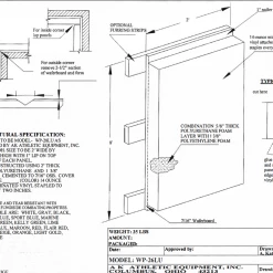 AK Athletic Equipment Custom Wood Backed Gym Wall Padding Panels 2' X 8'