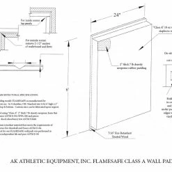 AK Athletic Equipment FlameSafe "Class A" Fire Rated Wood Backed Gym Wall Padding Panels 2' X 6'