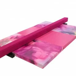 AK Athletic Equipment Pink Watercolor Gymnastics Balance Beam And Folding Mat Combo Package