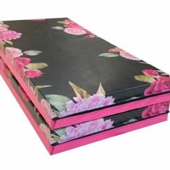 AK Athletic Equipment Black And Pink Peony 4' X 8' Folding Gymnastics Mat Folding Mats
