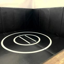 AK Athletic Equipment Black Clearance Instant Wrestling Room - 8' X 8' Wrestling Mat And Removable Folding Wall Pads Package