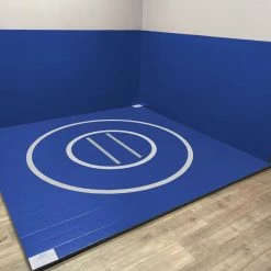 AK Athletic Equipment Instant Wrestling Room 8' X 8' Wrestling Mat And Removable Roll Up Wall Pads Package