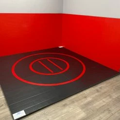 AK Athletic Equipment Wall Padding Instant Wrestling Room 10' X 10' Wrestling Mat And Removable Roll Up Wall Pads Package