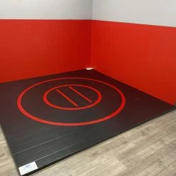 AK Athletic Equipment Instant Wrestling Room 12' X 12' Wrestling Mat And Removable Roll Up Wall Pads Package