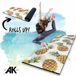 AK Athletic Equipment Roll Up Pineapple Print 4' X 12' X 1 3/8" Advanced Level Gymnastics Mat Folding Mats