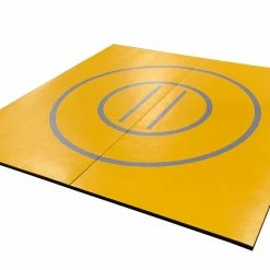 AK Athletic Equipment 8' X 8' X 1 3/8" Gold And Gray Roll-Up Wrestling Mat Wrestling Mats