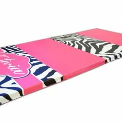 AK Athletic Equipment Folding Mats Buy Together And Save! Pink Zebra Print Monogram 4' X 8' Mat And Folding Incline Mat